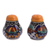 Saleros y pimenteros de cerámica, 'Flores de Zacatlán' (par) - Saleros y pimenteros de cerámica pintados a mano (par)