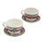 Ceramic teacups and saucers, 'Special Treat' (pair) - Hand-Painted Ceramic Teacups and Saucers from Mexico (Pair) (image 2a) thumbail