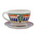 Ceramic teacups and saucers, 'Special Treat' (pair) - Hand-Painted Ceramic Teacups and Saucers from Mexico (Pair) (image 2b) thumbail