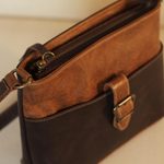 Leather sling, 'Brunch' - Embossed Leather Sling in Chocolate and Espresso