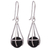 Sterling silver and ceramic dangle earrings, 'Modern Barro Negro' - Modern Sterling Silver and Ceramic Earrings from Mexico (image 2a) thumbail