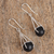 Sterling silver and ceramic dangle earrings, 'Modern Barro Negro' - Modern Sterling Silver and Ceramic Earrings from Mexico (image 2b) thumbail