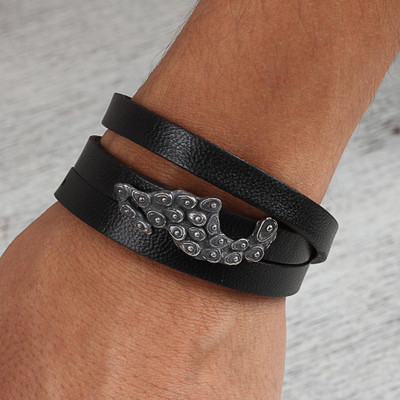 Sterling Silver And Leather Wrap Bracelet From Mexico Avocados Leather Wrap Bracelet Avocados Sterling Silver And From Mexico