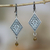Chalcedony dangle earrings, 'Chilam Balam' - Chalcedony Chakana Dangle Earrings from Mexico thumbail