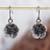 Sterling silver stud earrings, 'Barro Negro Narcissus' - Sterling Silver and Ceramic Floral Earrings from Mexico thumbail