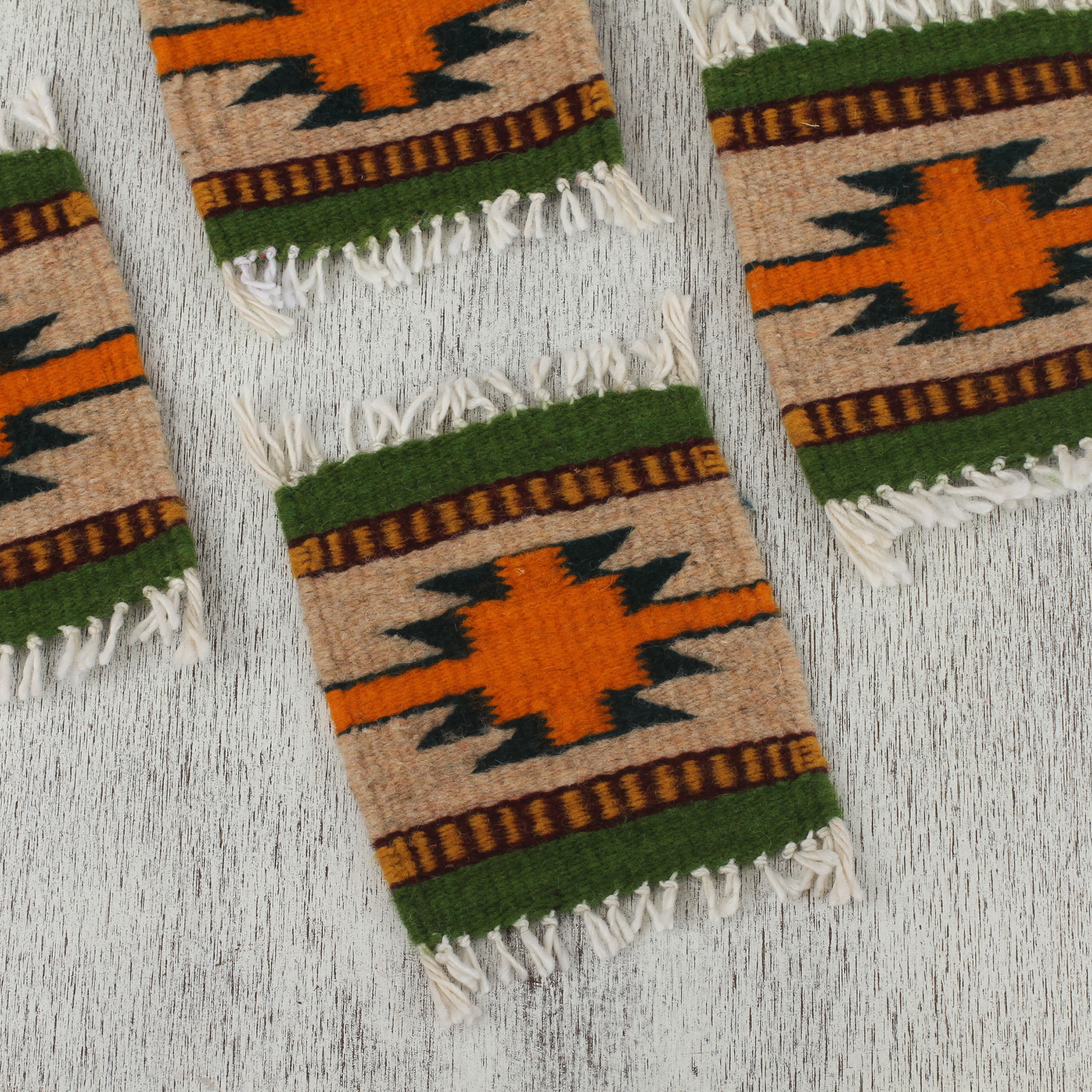 Zapotec Handwoven Wool Coasters from Oaxaca  Mixed Set of 6