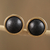 Gold accented ceramic stud earrings, 'Barro Negro Domes' - 14k Gold Plated Ceramic Stud Earrings from Mexico thumbail