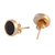 Gold accented ceramic stud earrings, 'Barro Negro Domes' - 14k Gold Plated Ceramic Stud Earrings from Mexico (image 2d) thumbail