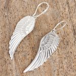 Sterling silver dangle earrings, 'Untamed' - Taxco Sterling Silver Wing Dangle Earrings from Mexico