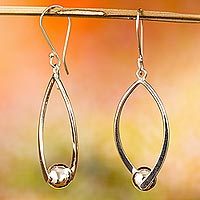 Sterling silver dangle earrings, 'Modern Perfection'