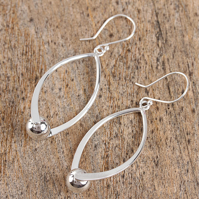 Sterling silver dangle earrings, 'Modern Perfection' - Modern Taxco Sterling Silver Dangle Earrings from Mexico