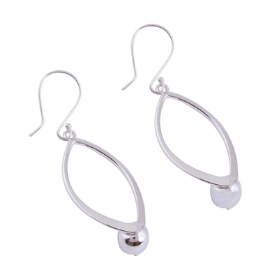 Sterling silver dangle earrings, 'Modern Perfection' - Modern Taxco Sterling Silver Dangle Earrings from Mexico