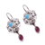 Turquoise and garnet dangle earrings, 'Colorful Blooms' - Floral Turquoise and Garnet Dangle Earrings from Mexico