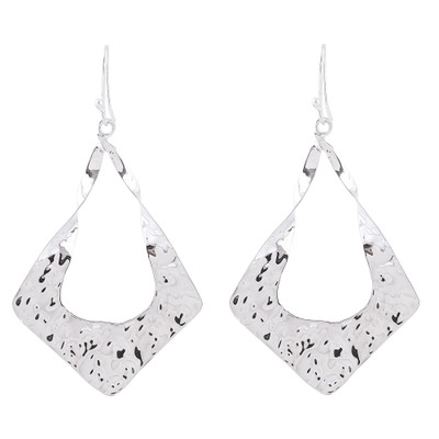 Sterling silver dangle earrings, 'Modern Kites' - Kite-Shaped Taxco Sterling Silver Dangle Earrings
