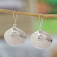 Sterling silver dangle earrings, 'Mediterranean Shells' - Taxco Sterling Silver Seashell Dangle Earrings from Mexico