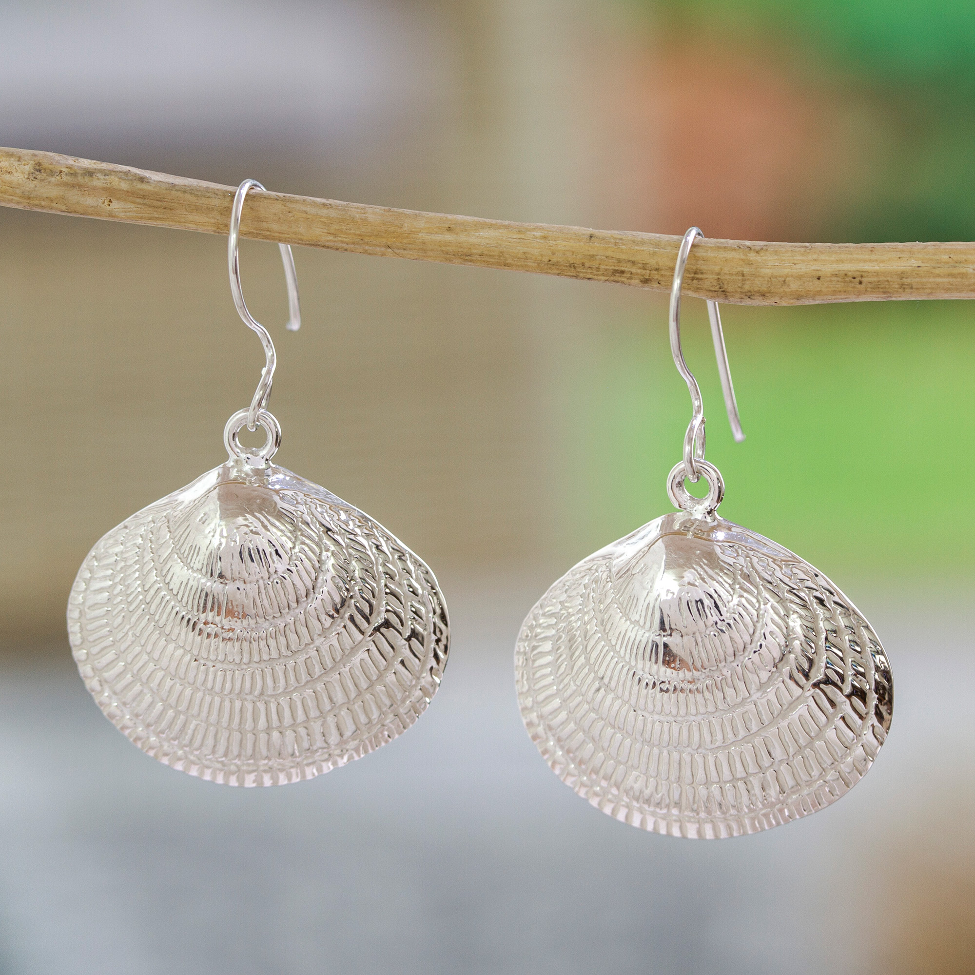 Seashell Earrings Handmade Sea Shell Earrings Sterling Silver Long Dangle Earrings Shell Jewellery Gift For Her UK Clam Shell Earring