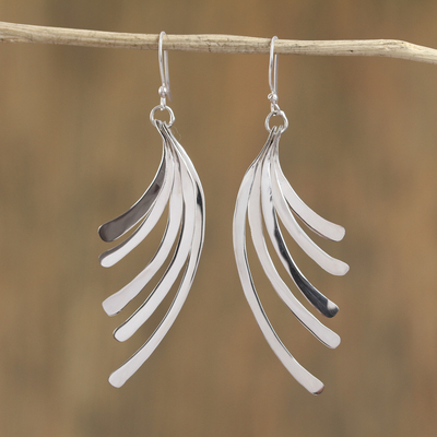 Sterling silver dangle earrings, 'Illusory Cascade' - Artisan Crafted Sterling Silver Dangle Earrings from Mexico