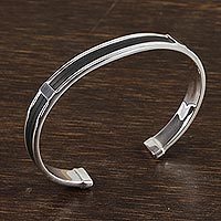 Brazalete de plata de ley para hombre - Brazalete de plata esterlina Taxco para hombre de México