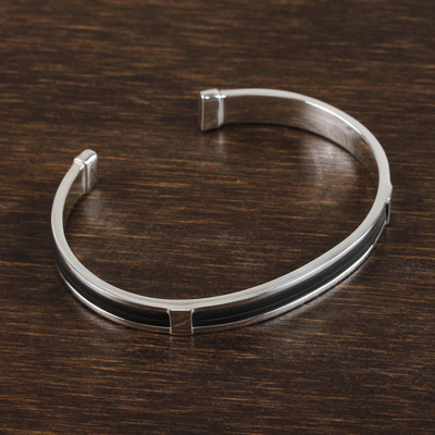 Men's sterling silver cuff bracelet, 'Masculine Taxco' - Men's Taxco Sterling Silver Cuff Bracelet from Mexico