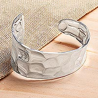 Sterling silver cuff bracelet, 'Gleaming Texture' - Taxco Sterling Silver Cuff Bracelet from Mexico