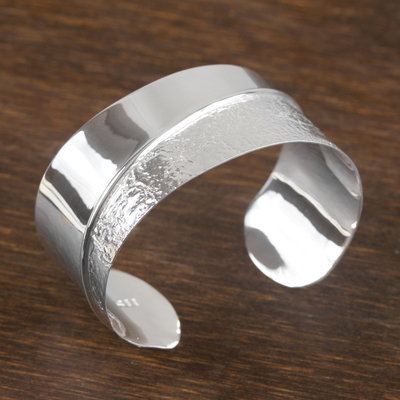 Sterling silver cuff bracelet, 'Modern Split' - Modern Taxco Sterling Silver Cuff Bracelet from Mexico