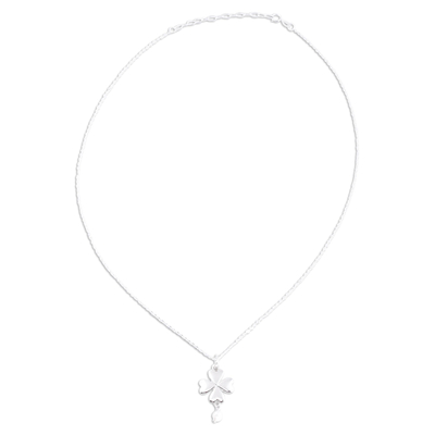 Cultured pearl pendant necklace, 'Saint Patrick's Love' - Taxco Cultured Pearl Heart Pendant Necklace from Mexico