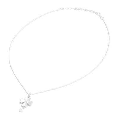Collar con colgante de perlas cultivadas, 'El amor de San Patricio' - Collar con colgante de corazón de perlas cultivadas de Taxco de México