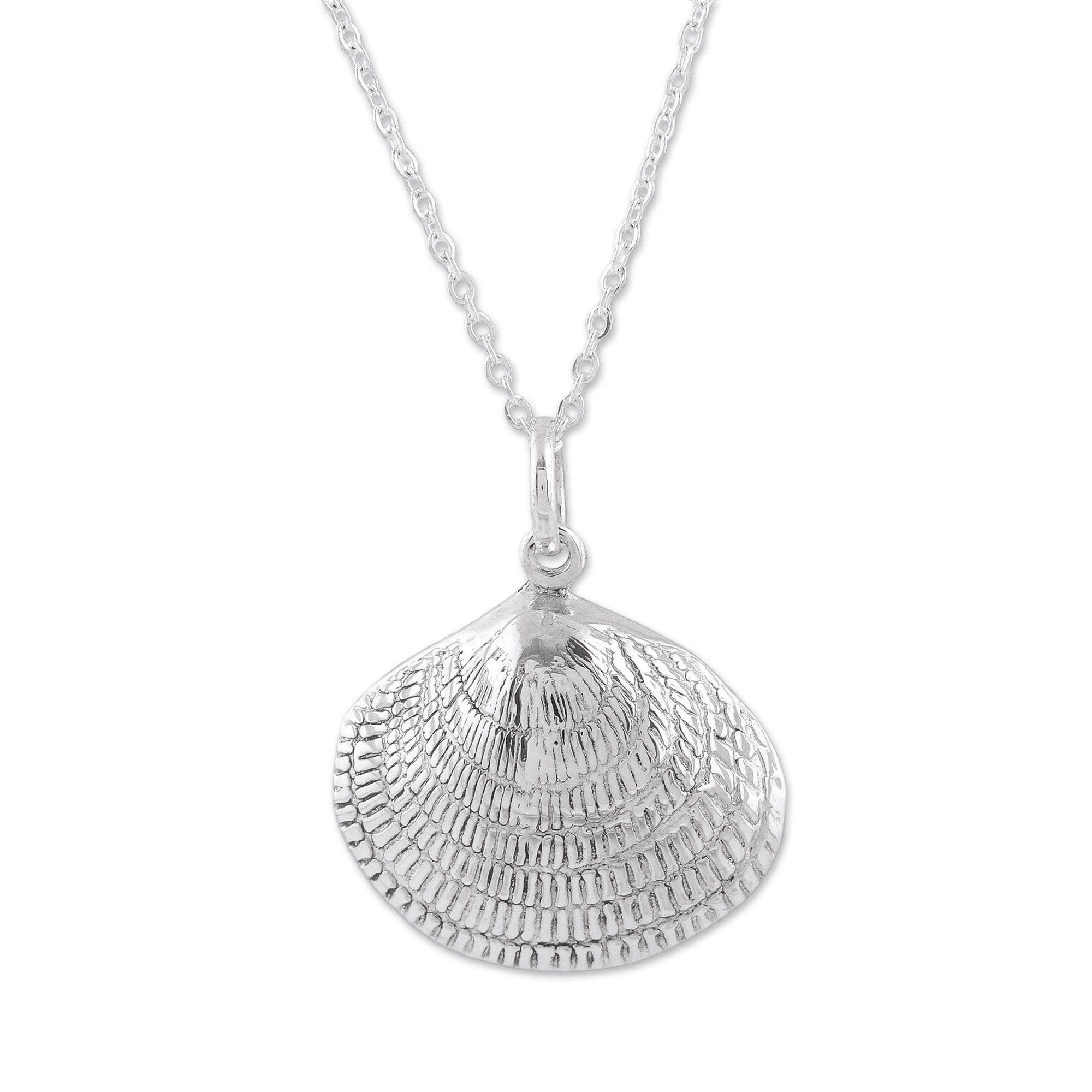 Sterling Silver Seashell Pendant Necklace from Mexico - Mediterranean ...