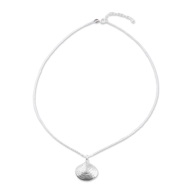 Sterling silver pendant necklace, 'Mediterranean Shell' - Sterling Silver Seashell Pendant Necklace from Mexico