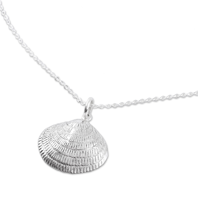 Sterling Silver Seashell Pendant Necklace from Mexico - Mediterranean Shell
