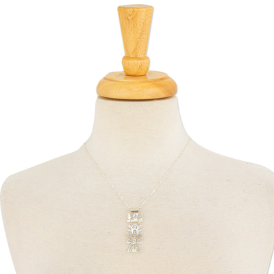 Anhänger-Halskette aus Sterlingsilber, 'Pre-Hispanic Tree of Life - Prähispanische Sterlingsilber-Anhänger-Halskette aus Mexiko