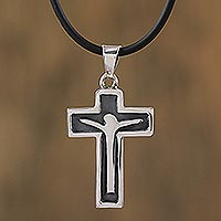 Featured review for Mens sterling silver pendant necklace, Profound Crucifix
