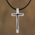 Men's sterling silver pendant necklace, 'Simple Crucifix' - Men's Simple Sterling Silver Crucifix Necklace from Mexico thumbail