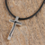 Men's sterling silver pendant necklace, 'Simple Crucifix' - Men's Simple Sterling Silver Crucifix Necklace from Mexico (image 2b) thumbail