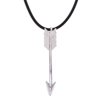 Sterling silver pendant necklace, 'Arrow's Flight' - Sterling Silver Arrow Pendant Necklace from Mexico