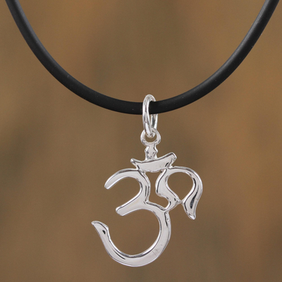 Sterling silver pendant necklace, Friendly Om
