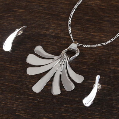 Sterling silver jewelry set, Taxco Fronds