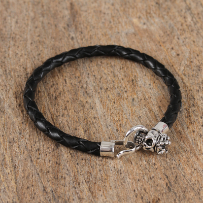 Leather and sterling silver braided bracelet, Path to Preservation