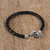 Leather and sterling silver braided bracelet, 'Path to Preservation' - Leather and Sterling Silver Braided Bracelet from Mexico thumbail