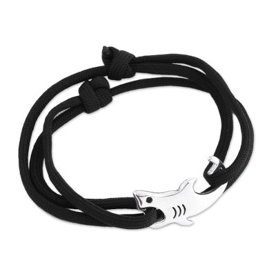 Sterling silver wrap bracelet, 'Megalodon' - Taxco Sterling Silver Shark Wrap Bracelet from Mexico