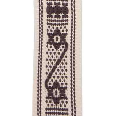 Schlüsselband aus Baumwolle mit Lederakzent - Baumwoll-Lanyard mit Lederakzent in Feuerstein und Knochen aus Mexiko