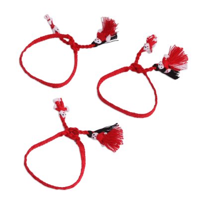 Cotton Wristband Bracelets in Strawberry (Set of 3)