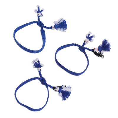 Cotton Wristband Bracelets in Azure (Set of 3)