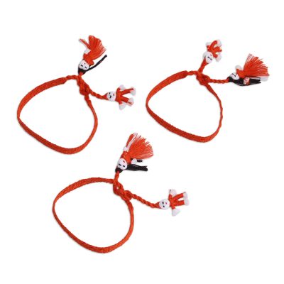 Cotton Wristband Bracelets in Pumpkin (Set of 3)