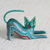 Wood alebrije figurine, 'Cat Stretch' - Wood Alebrije Figurine Cat in Green from Mexico thumbail