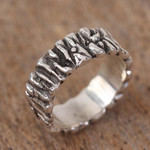 Sterling silver band ring, 'Taxco Texture' - Modern Taxco Sterling Silver Band Ring from Mexico