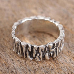 Sterling silver band ring, 'Taxco Texture' - Modern Taxco Sterling Silver Band Ring from Mexico