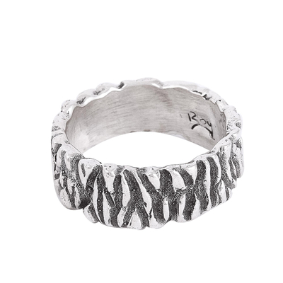 Sterling silver band ring, 'Taxco Texture' - Modern Taxco Sterling Silver Band Ring from Mexico