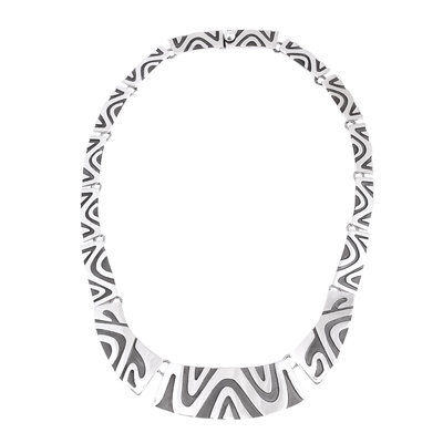 Collar de eslabones de plata de ley - Collar moderno de eslabones de plata esterlina de Taxco de México