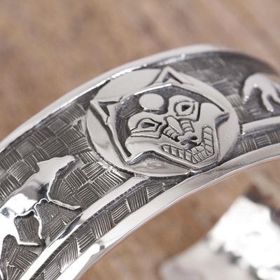 Manschettenarmband aus Sterlingsilber - Taxco Sterling Silber Wolf Manschettenarmband aus Mexiko